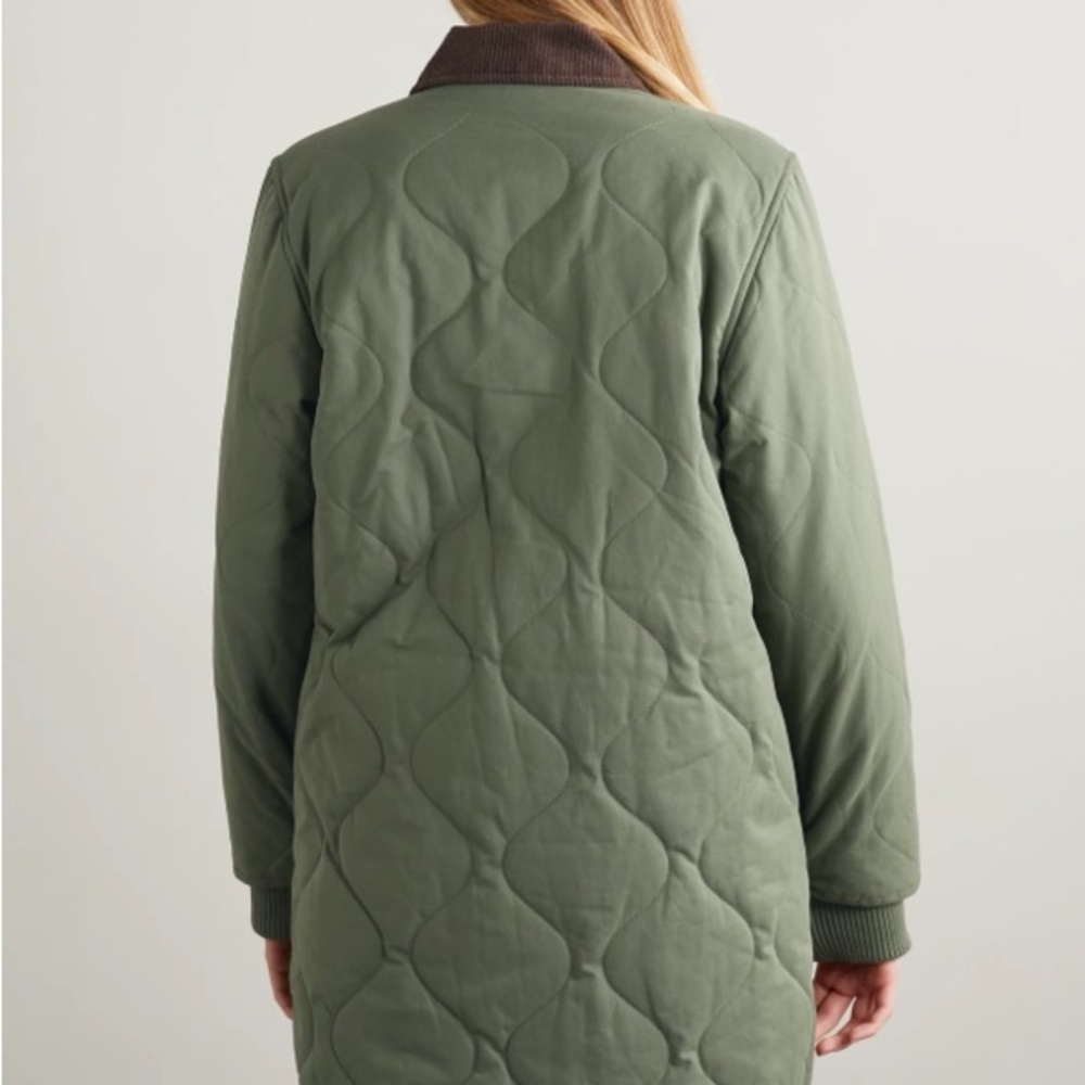 Alex Mill Quilted Utility Jacket in Olive Green with Brown Collar Size Medium - Picture 2 of 10
